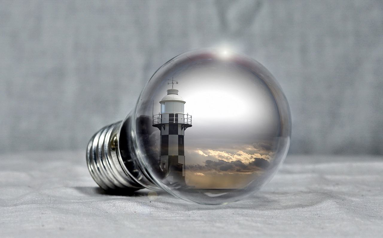 lighthouse, pear, light bulb